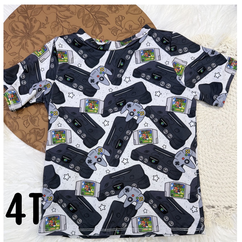 Boys Retro Game Console Short Sleeve Tee - Black & White